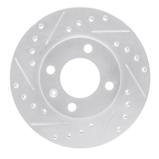 R1 80-08 Audi 4000 Front Left Drilled & Slotted Silver Brake Rotor