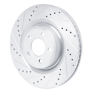 R1 20-25 Ford Explorer Front Left Drilled & Slotted Silver Brake Rotor