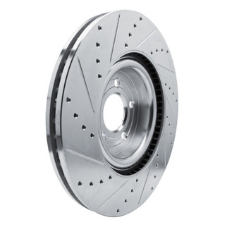 R1 20-25 Ford Explorer Front Right Drilled & Slotted Silver Brake Rotor