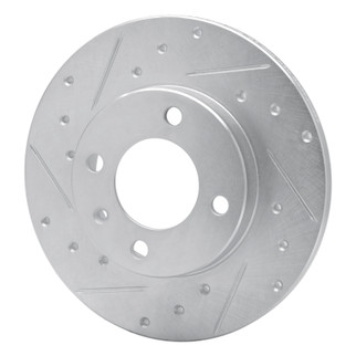 R1 73-05 Audi 4000 Front Left Drilled & Slotted Silver Brake Rotor