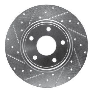 R1 12-20 Chrysler Town & Country Rear Left Drilled & Slotted Silver Brake Rotor