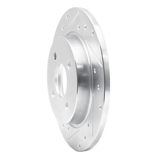 R1 18-22 Ford Ecosport Rear Left Drilled & Slotted Silver Brake Rotor