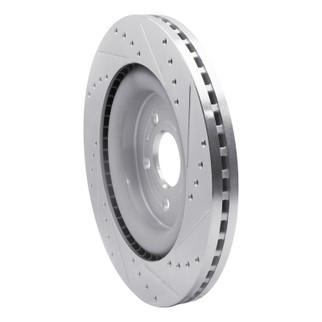 R1 13-19 Ford Police Interceptor Utility Front Left Drilled & Slotted Silver Brake Rotor