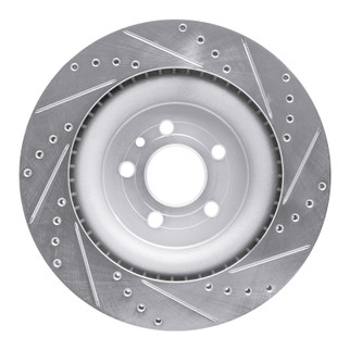 R1 13-19 Ford Police Interceptor Utility Front Left Drilled & Slotted Silver Brake Rotor