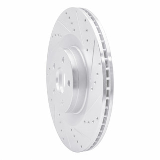 R1 16-18 Ford Focus Front Right Drilled & Slotted Silver Brake Rotor