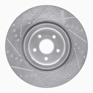 R1 16-18 Ford Focus Front Right Drilled & Slotted Silver Brake Rotor
