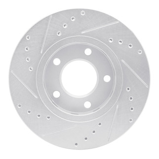 R1 01-07 Chrysler Voyager Front Right Drilled & Slotted Silver Brake Rotor