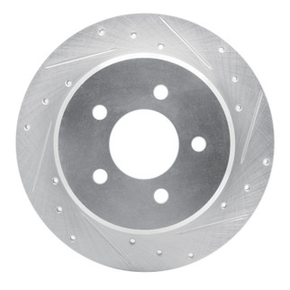 R1 97-07 Chrysler Town & Country Rear Right Drilled & Slotted Silver Brake Rotor