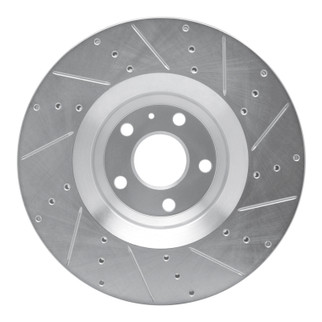 R1 12-15 Audi TTS Quattro Front Left Drilled & Slotted Silver Brake Rotor