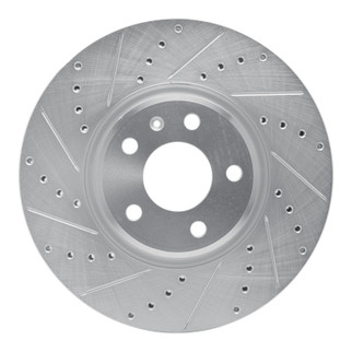 R1 11-17 Audi Q5 (Mexico) Front Left Drilled & Slotted Silver Brake Rotor