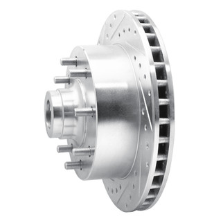 R1 94-97 Dodge B200 / B200 Van / B250 Front Left Drilled & Slotted Silver Brake Rotor
