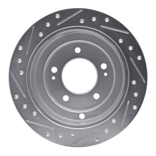 R1 04-06 Kia AMANTI Rear Right Drilled & Slotted Silver Brake Rotor