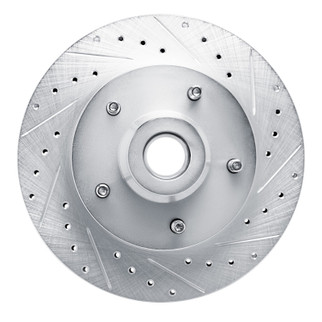 R1 94-02 Dodge B1500 Front Right Drilled & Slotted Silver Brake Rotor