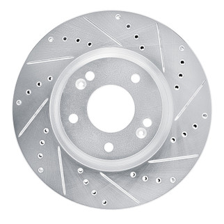 R1 15-19 Kia SOUL EV Front Right Drilled & Slotted Silver Brake Rotor