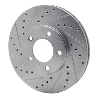 R1 91-96 Chrysler Town & Country Front Left Drilled & Slotted Silver Brake Rotor