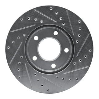 R1 91-96 Chrysler Town & Country Front Left Drilled & Slotted Silver Brake Rotor