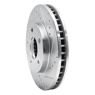 R1 87-90 Chrysler Town & Country Front Right Drilled & Slotted Silver Brake Rotor