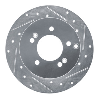 R1 07-12 Kia Rondo (Canada) Rear Right Drilled & Slotted Silver Brake Rotor