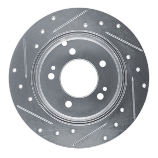R1 07-12 Kia Rondo (Canada) Rear Right Drilled & Slotted Silver Brake Rotor