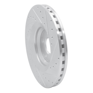 R1 08-11 Audi TTS Quattro Front Left Drilled & Slotted Silver Brake Rotor