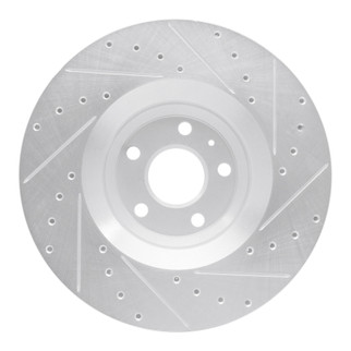 R1 08-11 Audi TTS Quattro Front Left Drilled & Slotted Silver Brake Rotor