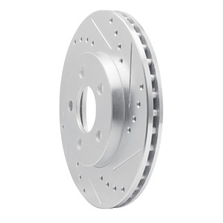 R1 86-90 Chrysler Town & Country Front Right Drilled & Slotted Silver Brake Rotor