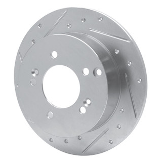 R1 07-12 Kia Rondo (Canada) Rear Left Drilled & Slotted Silver Brake Rotor