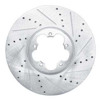 R1 14-19 Ford Transit-150 Front Right Drilled & Slotted Silver Brake Rotor