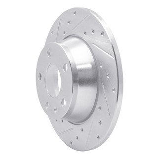R1 08-15 Audi TT Rear Left Drilled & Slotted Silver Brake Rotor