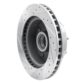 R1 78-97 Dodge B200 / B200 Van / B250 Front Right Drilled & Slotted Silver Brake Rotor