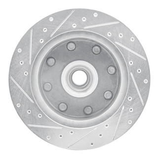 R1 78-97 Dodge B200 / B200 Van / B250 Front Right Drilled & Slotted Silver Brake Rotor