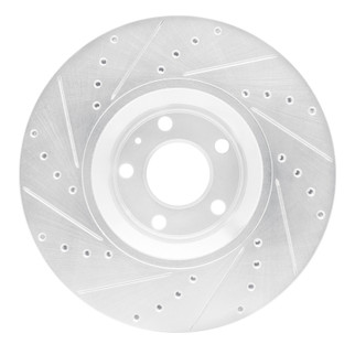 R1 05-11 Audi A6 Quattro Front Right Drilled & Slotted Silver Brake Rotor