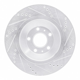 R1 04-18 Audi A8 Rear Left Drilled & Slotted Silver Brake Rotor