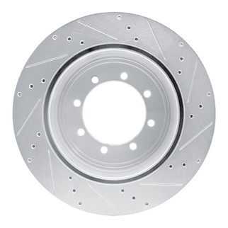 R1 11-22 Ford F-450 Super Duty Rear Left Drilled & Slotted Silver Brake Rotor