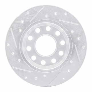 R1 00-08 Audi A4 (USA/Canada) Rear Right Drilled & Slotted Silver Brake Rotor