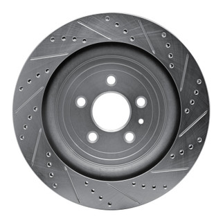 R1 13-19 Ford Explorer Rear Left Drilled & Slotted Silver Brake Rotor