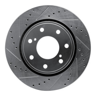 R1 10-14 Ford F-150 4WD Front Left Drilled & Slotted Silver Brake Rotor