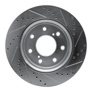 R1 10-14 Ford F-150 4WD Front Left Drilled & Slotted Silver Brake Rotor