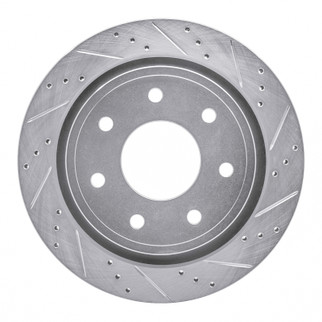 R1 12-14 Ford F-150 RWD Rear Right Drilled & Slotted Silver Brake Rotor