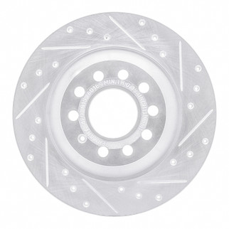 R1 05-11 Audi A6 Quattro Rear Right Drilled & Slotted Silver Brake Rotor