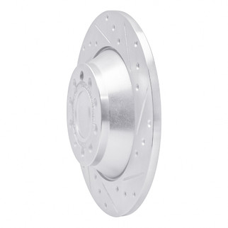 R1 05-11 Audi A6 Quattro Rear Right Drilled & Slotted Silver Brake Rotor