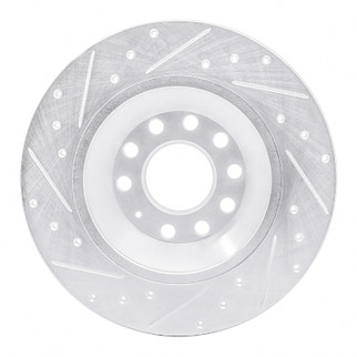 R1 05-11 Audi A6 Quattro Rear Right Drilled & Slotted Silver Brake Rotor