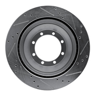 R1 08-20 Ford E-Super Duty Rear Left Drilled & Slotted Silver Brake Rotor