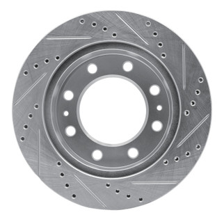 R1 06-10 Ford F-350 Super Duty 2WD Front Left Drilled & Slotted Silver Brake Rotor