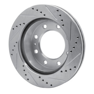 R1 05-07 Ford F-350 Super Duty 2WD Front Left Drilled & Slotted Silver Brake Rotor