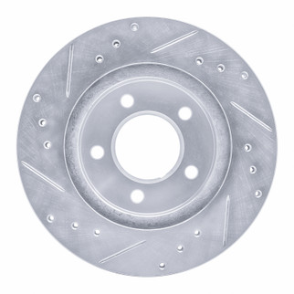 R1 98-00 Chrysler LHS Front Right Drilled & Slotted Silver Brake Rotor