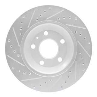 R1 04-09 Audi S4 Rear Right Drilled & Slotted Silver Brake Rotor