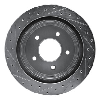 R1 04-06 Ford E-150 Rear Right Drilled & Slotted Silver Brake Rotor