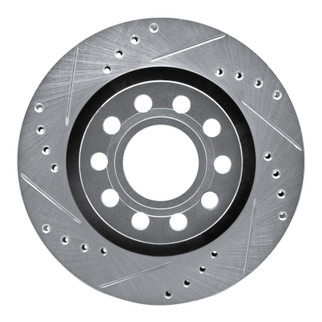 R1 04-05 Audi ALLROAD Rear Left Drilled & Slotted Silver Brake Rotor