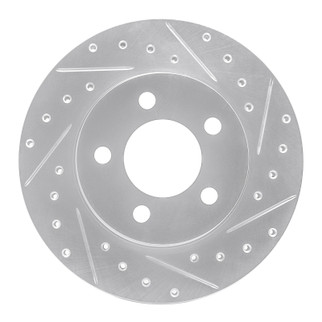 R1 93-97 Chrysler CONCORDE Front Right Drilled & Slotted Silver Brake Rotor
